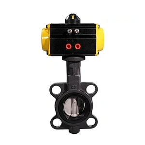 4 inch Cast Iron Wafer Connection Industrial Pneumatic Actuator Butterfly Valve