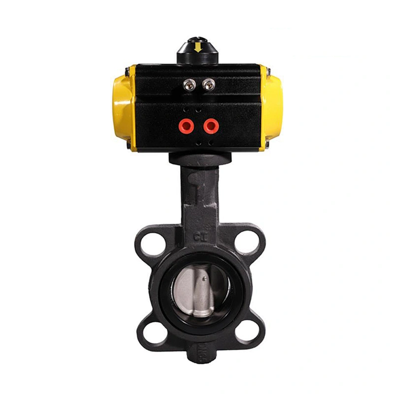 4 inch Cast Iron Wafer Connection Industrial Pneumatic Actuator Butterfly Valve