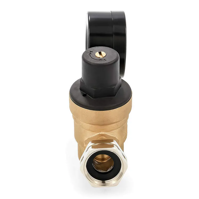 COVNA DN20 3/4 inch Lead-Free Brass High Pressure Adjustable RV Water Pressure Regulator with Gauge