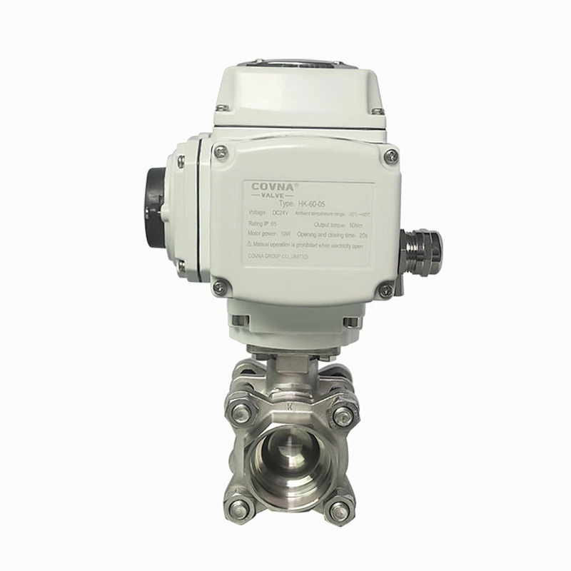 COVNA 2 Way Fully Welded 12V DC NPT Thread CF8M Stainless Steel Electric Actuated Ball Valve