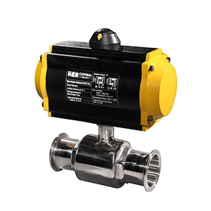 DN25 Double Acting 2 Way Tri Clamp Sanitary Food Grade Stainless Steel Water Pneumatic Actuator Ball Valve