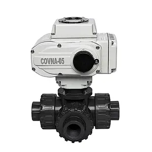 COVNA 50mm Three Way Threaded 12V PVC Plastic Motorized Ball Valve