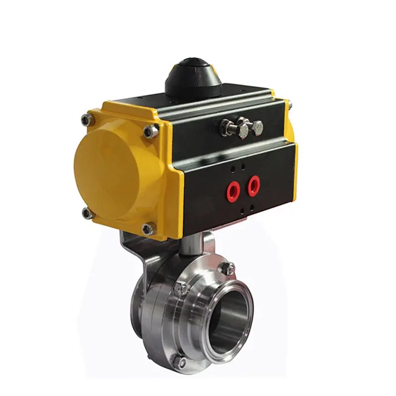 COVNA DN80 3 inch Tri Clamp Food Grade 316 Stainless Steel Pneumatic Actuated Sanitary Butterfly Valve