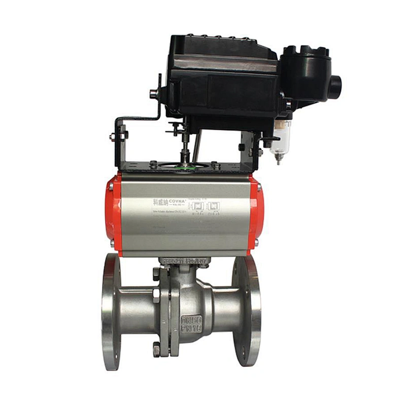COVNA DN50 2 inch 2 Way 2PC 316 Stainless Steel Pneumatic Actuated Flanged Ball Valve with Pneumatic Positioner