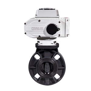 COVNA DN150 6 inch EPDM Rubber Seat Flange Type 110V AC Modulating Electric Actuator PVC Plastic Butterfly Valve