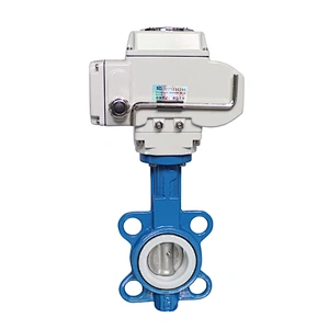 COVNA DN100 PN16 4 inch 12 Volt PTFE Lined Wafer Type Cast Iron Electric Motorized Butterfly Valve
