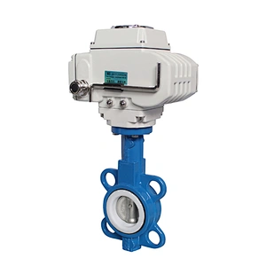 COVNA DN100 PN16 4 inch 12 Volt PTFE Lined Wafer Type Cast Iron Electric Motorized Butterfly Valve