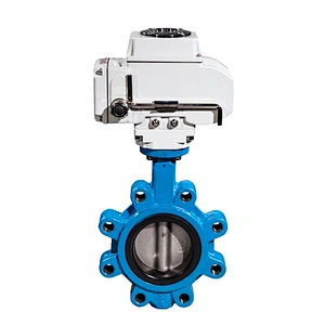 COVNA DN50 2 inch ANSI Class 150 EPDM Rubber Seat Lug Type Cast Steel 12 Volt Modulating Electric Actuator Butterfly Valve
