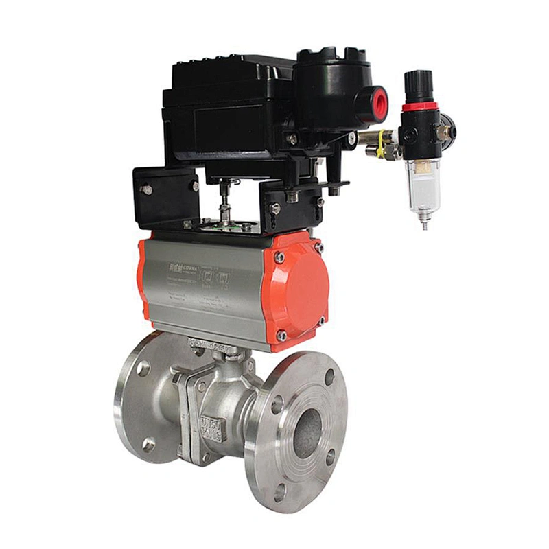 COVNA DN50 2 inch 2 Way 2PC 316 Stainless Steel Pneumatic Actuated Flanged Ball Valve with Pneumatic Positioner