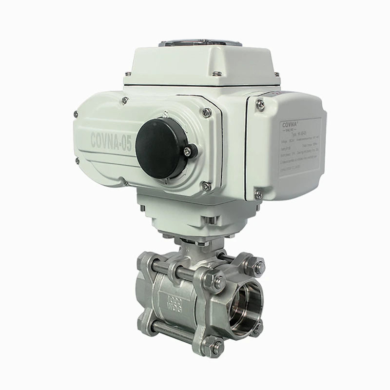 COVNA 2 Way Fully Welded 12V DC NPT Thread CF8M Stainless Steel Electric Actuated Ball Valve