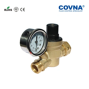 Union type lead free Brass pressure regulator with gauge