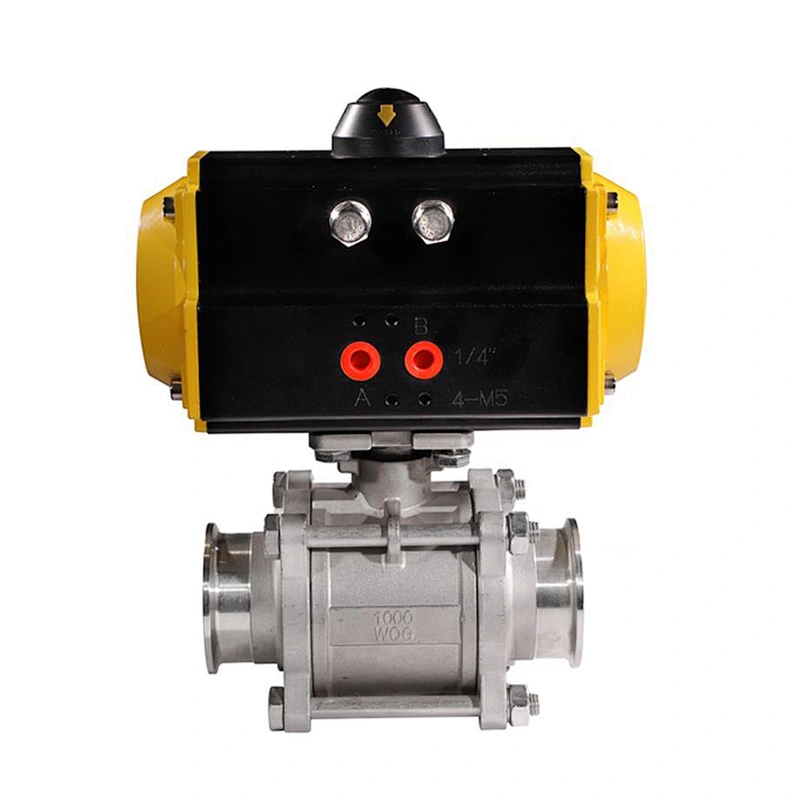 1/2 inch 2 Way 3PC 1000WOG Tri Clamp Stainless Steel Spring Return Pneumatic Actuator Ball Valve