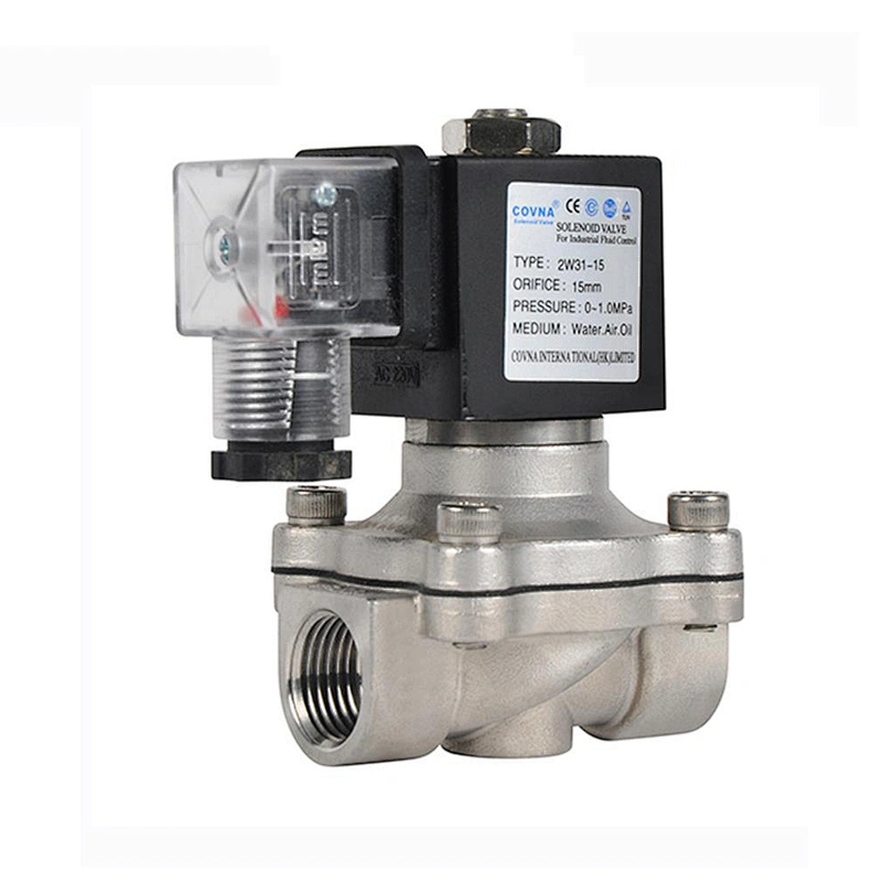 COVNA 12V 24V Normally Closed Stainless Steel Water Gas Solenoid Valve