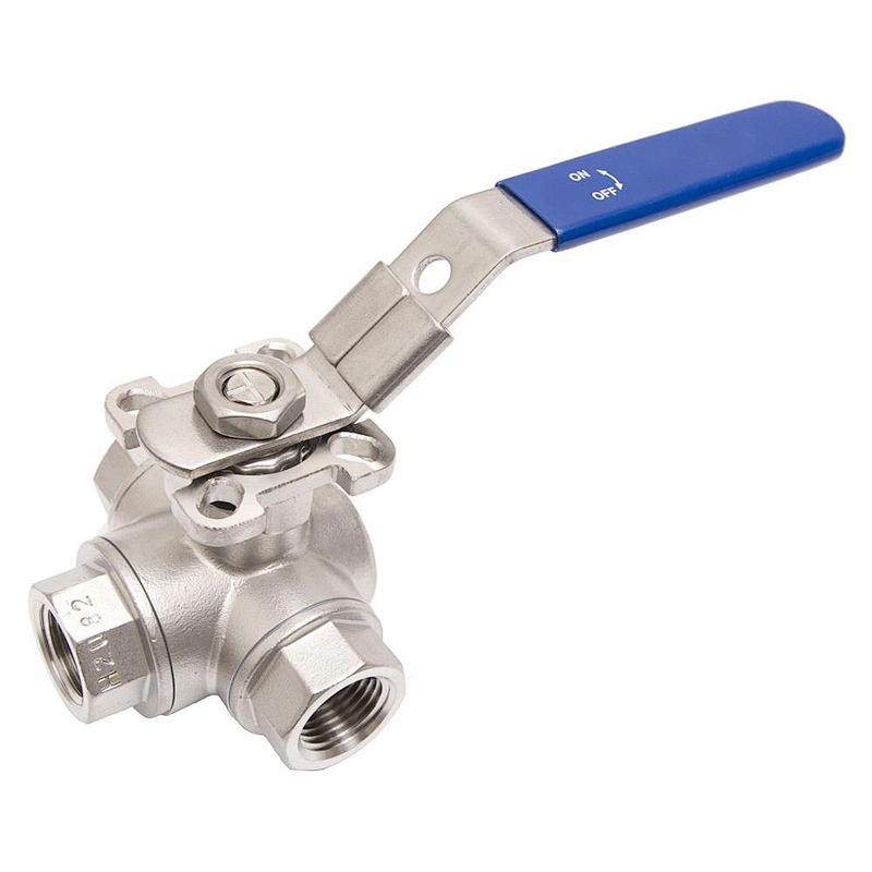 COVNA DN40 1.5 inch 3 Way L Port 1000 WOG High Pressure 304 Stainless Steel Handle Ball Valve with Lock