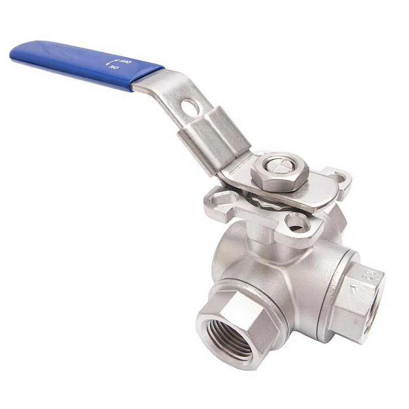COVNA DN40 1.5 inch 3 Way L Port 1000 WOG High Pressure 304 Stainless Steel Handle Ball Valve with Lock
