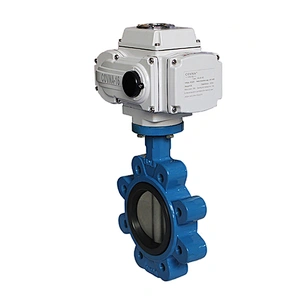 COVNA DN50 2 inch ANSI Class 150 EPDM Rubber Seat Lug Type Cast Steel 12 Volt Modulating Electric Actuator Butterfly Valve