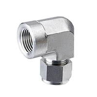3/8'' x 3/8'' NPT Female Threaded Elbow 316 Stainless Steel Double Ferrule Compression Tube Fitting