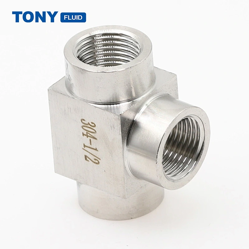 TONY Hydraulic Plumbing Fitting Stainless Steel Female Thread 3 Way Pipe Fitting