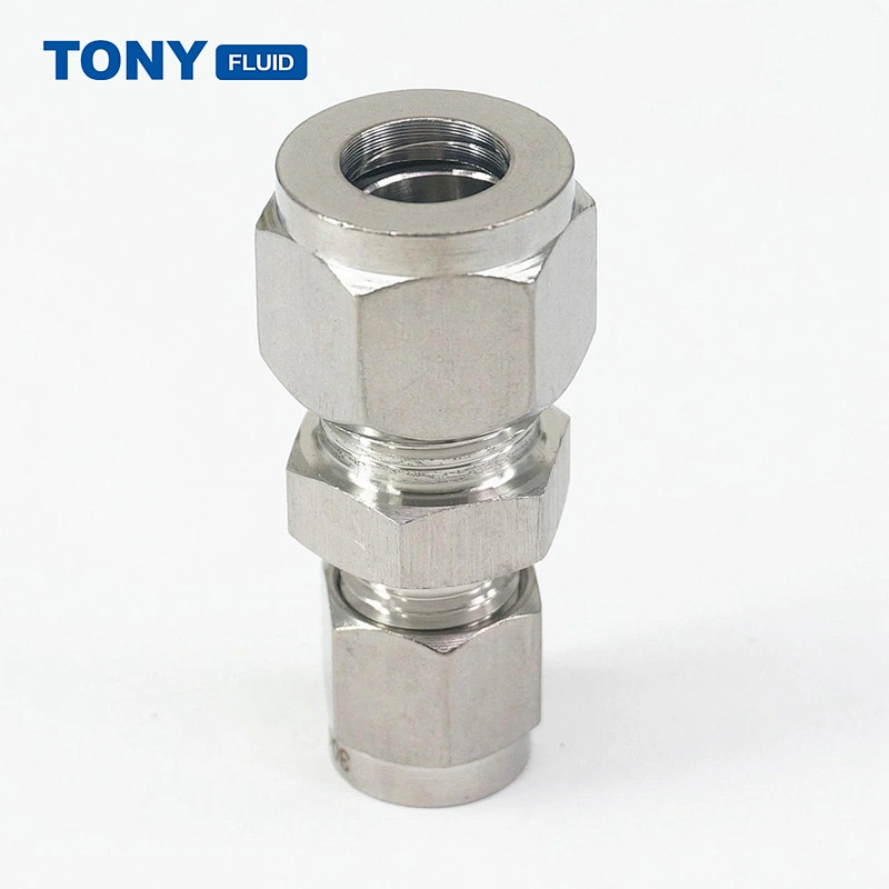 1/4 inch Stainless Steel High Pressure Fittings Straight Reducing Union Twin Ferrule Compression Tube Fitting