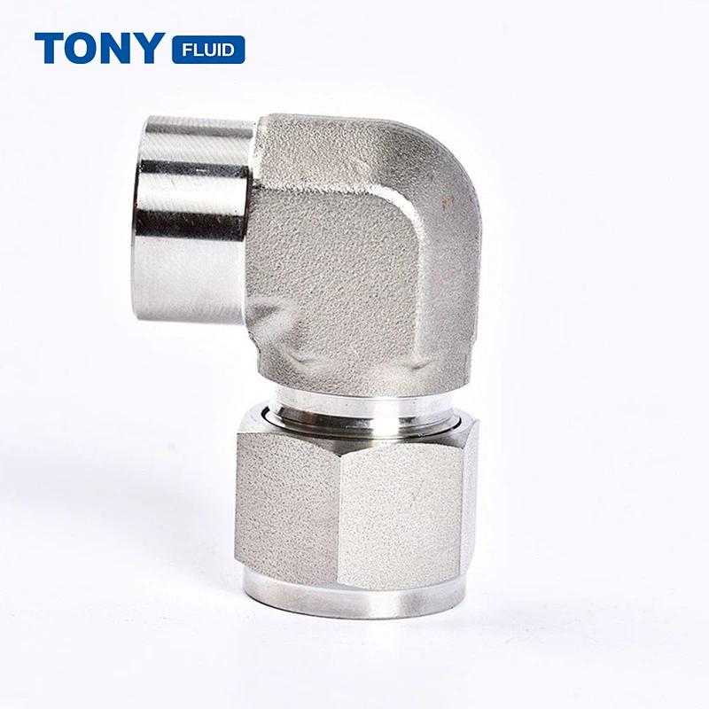 3/8'' x 3/8'' NPT Female Threaded Elbow 316 Stainless Steel Double Ferrule Compression Tube Fitting