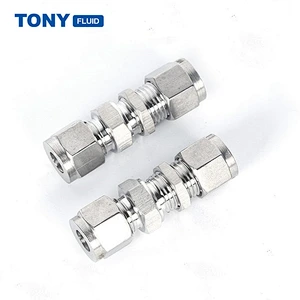3/8'' High Pressure Bulkhead Union Double Ferrule Tube Fitting SS316 Pipe Press Fitting