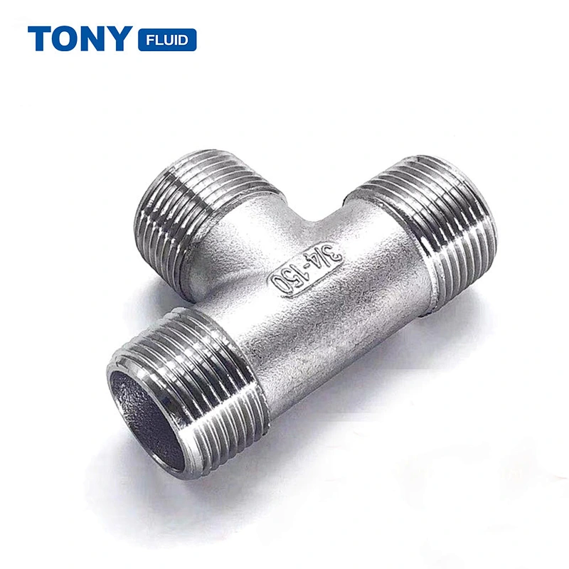 Industrial Grade Stainless Steel High Pressure Male Thread Tee 3 Way T Shape Pipe Fitting