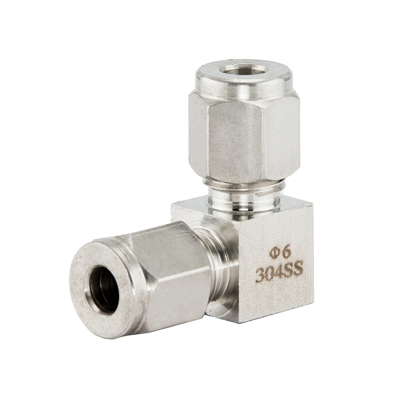 Double Ferrule Compression Gas Pipe Fitting Elbow Stainless Steel Union Elbow Tube Fitting