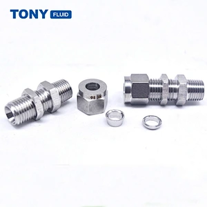 12mm x 1/4 NPT Male Thread Bulkhead Connector High Pressure Stainless Steel Pipe Fitting