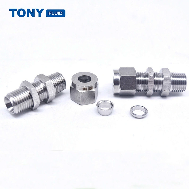 12mm x 1/4 NPT Male Thread Bulkhead Connector High Pressure Stainless Steel Pipe Fitting