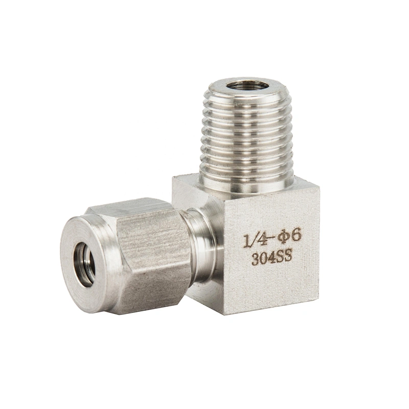 Double Ferrule Compression Gas Pipe Fitting Elbow Stainless Steel Union Elbow Tube Fitting