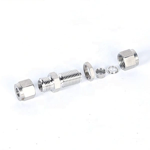 3/8 Inch Compression Pipe Coupling Union Bulkhead Double Ferrule Hydraulic Tube Fitting
