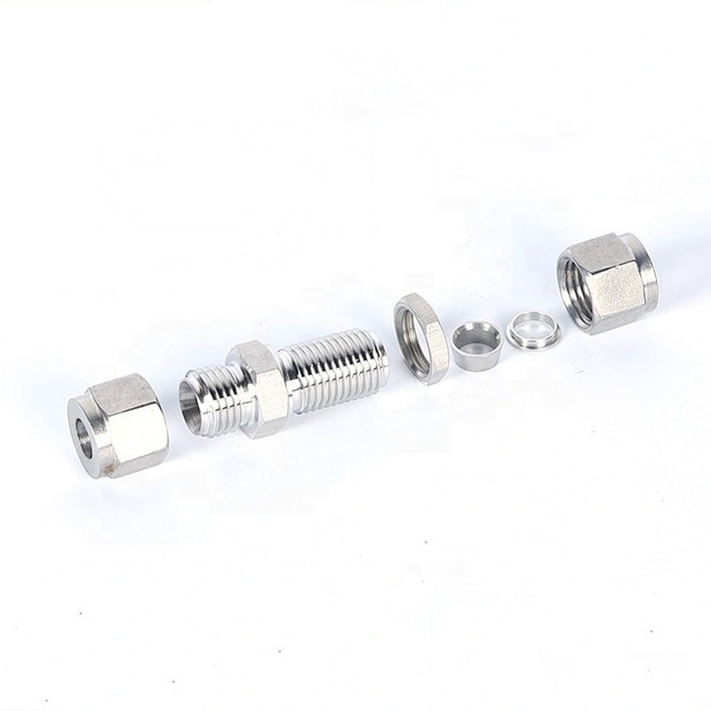 3/8 Inch Compression Pipe Coupling Union Bulkhead Double Ferrule Hydraulic Tube Fitting