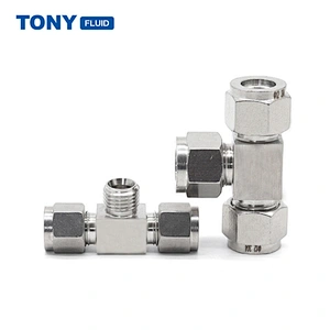 22mm Double Ferrule Union Tee Stainless Steel High Pressure Pipe Fitting For Instrumentation
