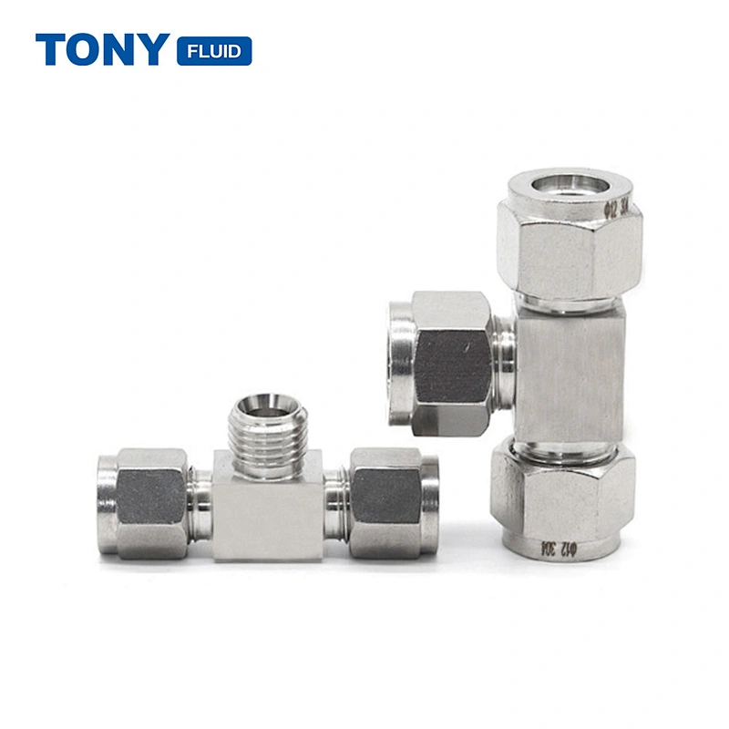 22mm Double Ferrule Union Tee Stainless Steel High Pressure Pipe Fitting For Instrumentation