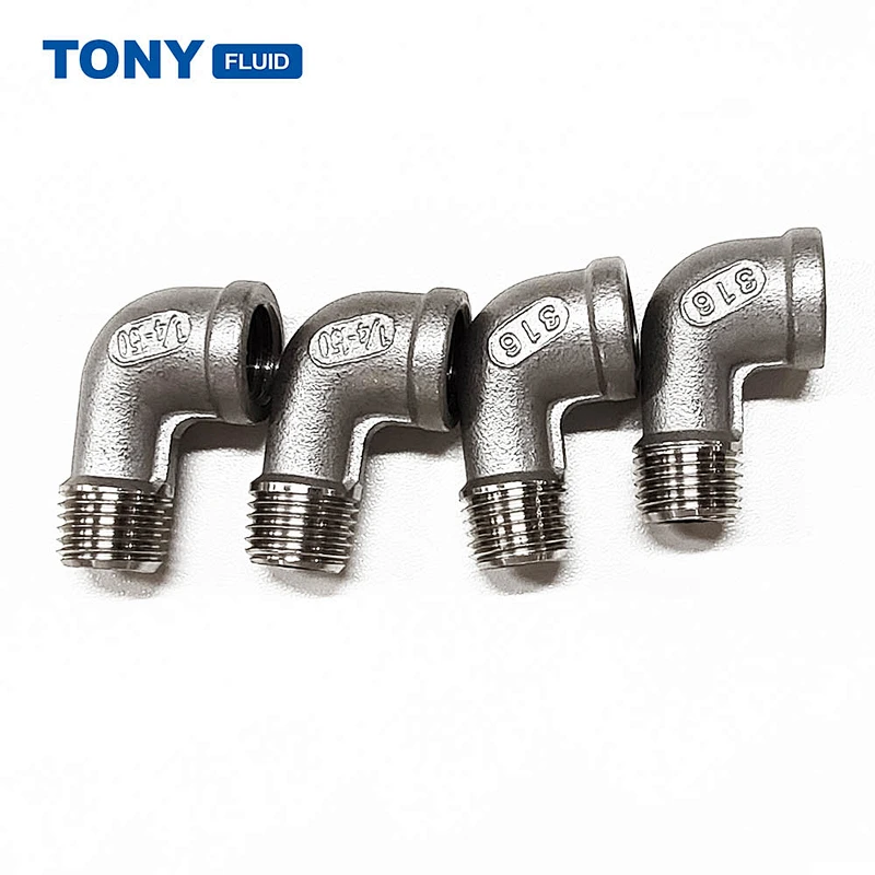 TONY Stainless Steel 316 SS316 Male to Female NPT BSP Elbow Pipe Fitting Hydraulic Threaded Fitting
