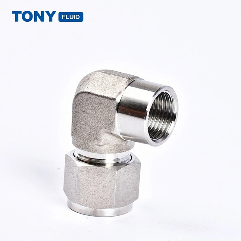 3/8'' x 3/8'' NPT Female Threaded Elbow 316 Stainless Steel Double Ferrule Compression Tube Fitting