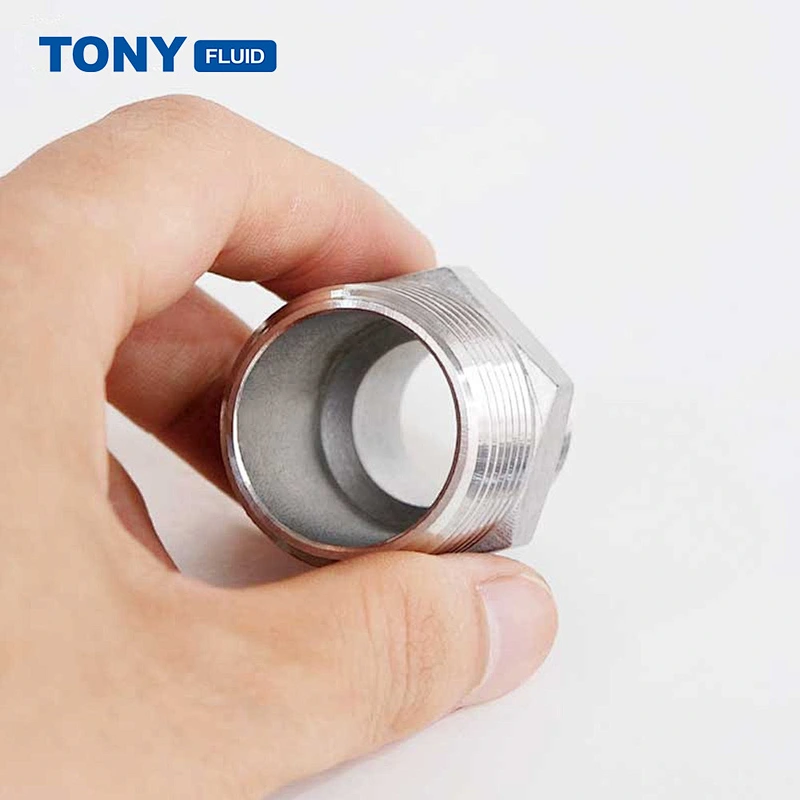 3/8'' NPT x 1/8'' NPT Male Thread Reducing Hex Nipple Stainless Steel 316 Pipe Compression Fitting