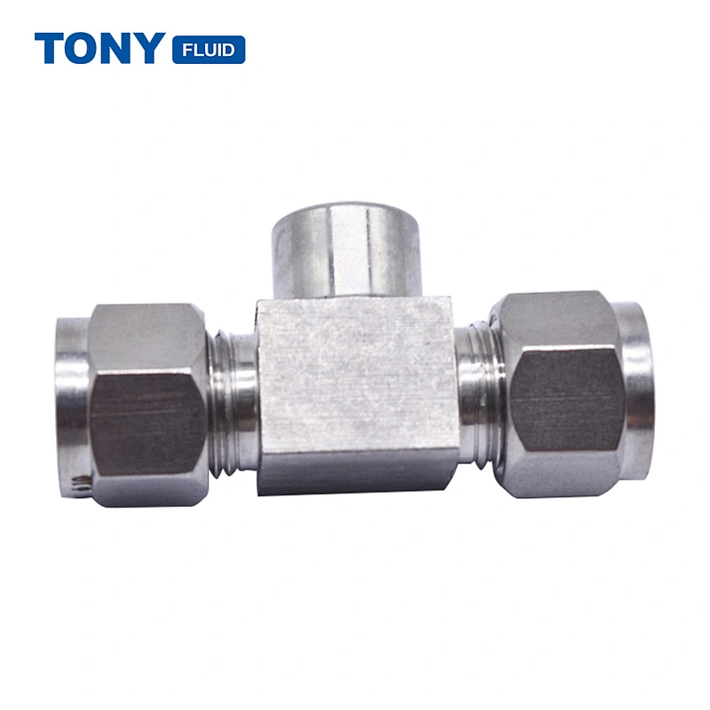 6mm-1/4'' NPT High Pressure Female Branch Tee Stainless Steel 316 Tube Connector Fitting