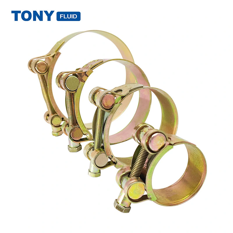 Industrial High Pressure Hydraulic Carbon Steel Heavy Duty T Bolt Hose Clamp Color Plating Hose Clamp