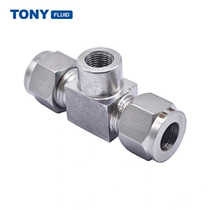 6mm-1/4'' NPT High Pressure Female Branch Tee Stainless Steel 316 Tube Connector Fitting