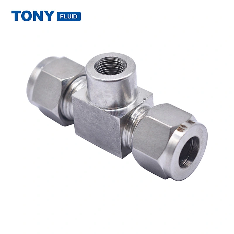 6mm-1/4'' NPT High Pressure Female Branch Tee Stainless Steel 316 Tube Connector Fitting