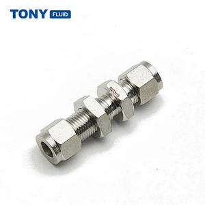 3/8'' High Pressure Bulkhead Union Double Ferrule Tube Fitting SS316 Pipe Press Fitting
