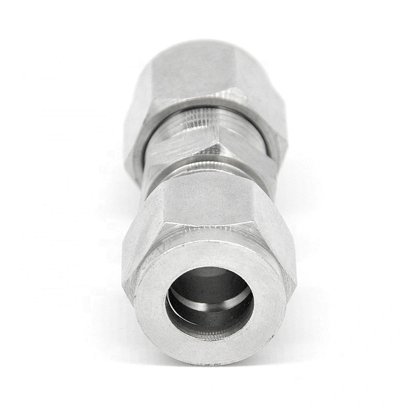 High Pressure Industrial Stainless Steel Double Ferrule Straight Union Tube Fitting