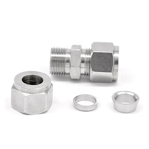 High Pressure Industrial Stainless Steel Double Ferrule Straight Union Tube Fitting