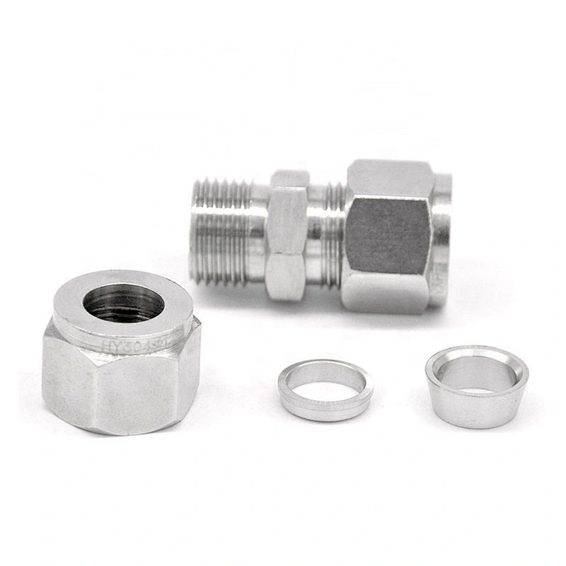 High Pressure Industrial Stainless Steel Double Ferrule Straight Union Tube Fitting