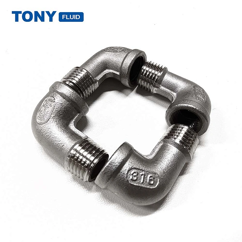 TONY Stainless Steel 316 SS316 Male to Female NPT BSP Elbow Pipe Fitting Hydraulic Threaded Fitting