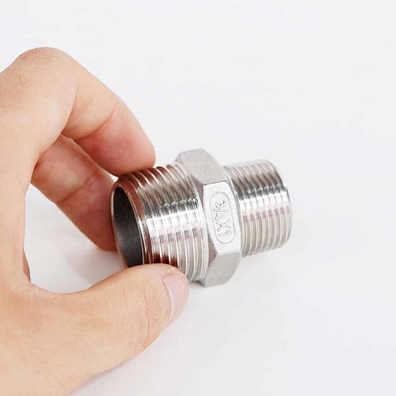 3/8'' NPT x 1/8'' NPT Male Thread Reducing Hex Nipple Stainless Steel 316 Pipe Compression Fitting