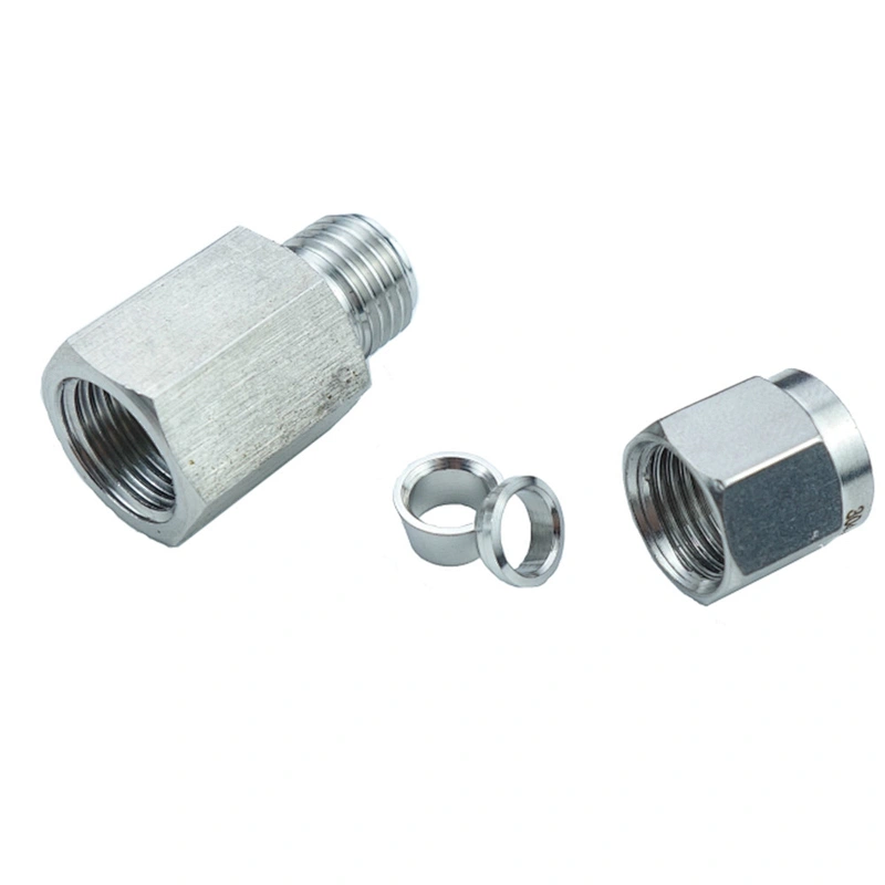 3/8''-3/8'' NPT Stainless Steel Double Ferrule Female Thread Union Connector Compression Tube Fitting