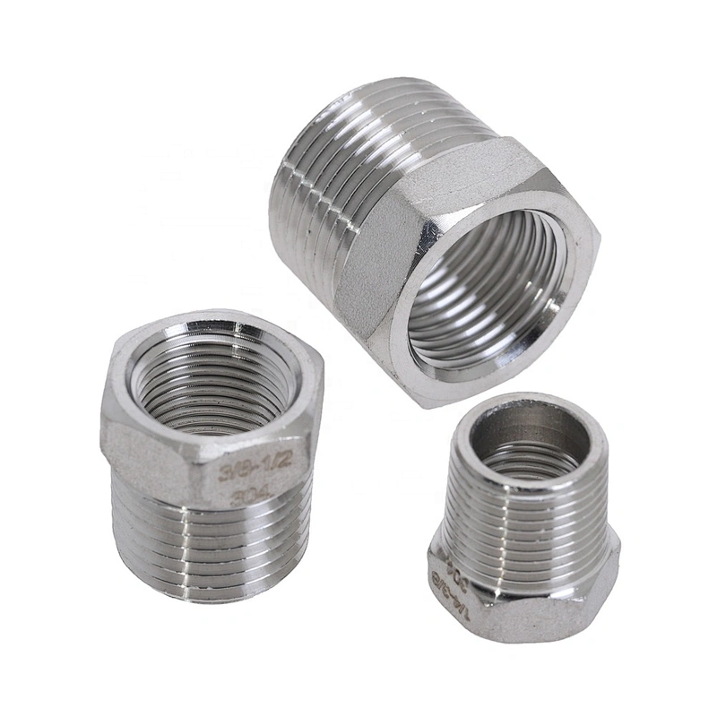 3/8  1/8 NPT Threaded Bushing Reducer Stainless Steel Male Female Screw Union Pipe Fitting