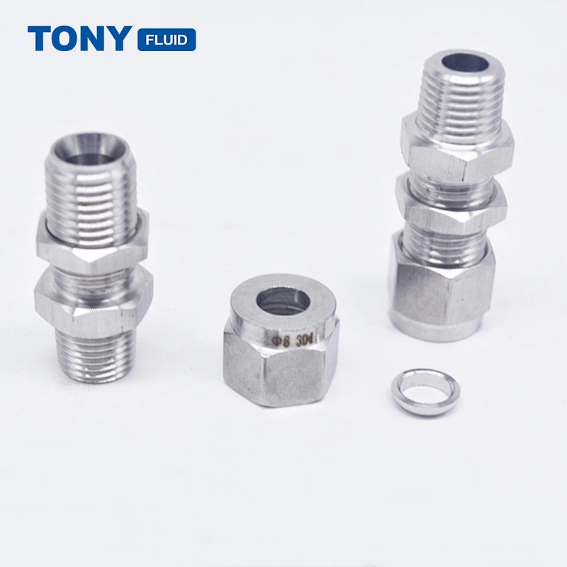 12mm x 1/4 NPT Male Thread Bulkhead Connector High Pressure Stainless Steel Pipe Fitting